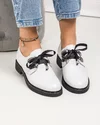 Pantofi casual piele naturala albi cu inchidere siret tip panglica PC806 2