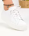 Pantofi casual piele naturala albi cu inchidere sireturi RC003 4