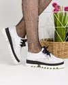 Pantofi casual piele naturala albi cu perforatii geometrice si talpa groasa POL181 1