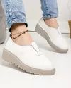 Pantofi casual piele naturala albi cu talpa gri JY3371 2