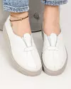 Pantofi casual piele naturala albi cu talpa gri JY3371 4