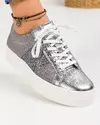 Pantofi casual piele naturala argintii cu material textil RC005 2