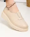 Pantofi casual piele naturala bej cu inchidere slip-on si cusaturi decorative JY3371 3