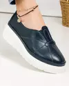 Pantofi casual piele naturala bleumarin cu inchidere slip-on JY3371 3