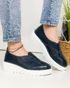 Pantofi casual piele naturala bleumarin cu inchidere slip-on JY3371 1