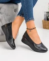 Pantofi Casual Piele Naturala Dama Peforati Negri AW402 1