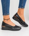 Pantofi Casual Piele Naturala Dama Peforati Negri AW402 2
