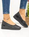 Pantofi Casual Piele Naturala Dama Peforati Negri AW402 4