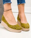 Pantofi casual piele naturala galbeni cu animal print si talpa tip platforma PC150 4