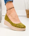 Pantofi casual piele naturala galbeni cu animal print si talpa tip platforma PC150 2