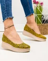 Pantofi casual piele naturala galbeni cu animal print si talpa tip platforma PC150 3