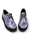 Pantofi casual piele naturala imprimeu floral cu inchidere siret POL179 6