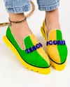 Pantofi casual piele naturala intoarsa galben cu verde si accesoriu POL183 4