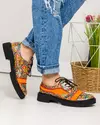 Pantofi casual piele naturala portocaliu cu imprimeu multicolor POL211 3