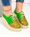 Pantofi casual piele naturala intoarsa verzi cu model impletit multicolor POL203 4