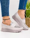 Pantofi casual piele naturala lila cu imprimeu si inchidere slip-on VILA208 4