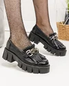 Pantofi casual piele naturala negri cu franjuri si inchidere slip-on BA027 1