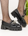 Pantofi casual piele naturala negri cu franjuri si inchidere slip-on BA027 4