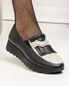 Pantofi casual piele naturala negri cu imprimeu tip sarpe si inchidere slip-on VILA115 4