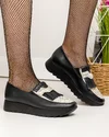 Pantofi casual piele naturala negri cu imprimeu tip sarpe si inchidere slip-on VILA115 2