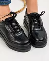 Pantofi casual piele naturala negri cu inchidere siret si cusaturi decorative AW2023-29 4