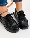 Pantofi casual piele naturala negri cu inchidere siret T-5016 4
