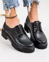 Pantofi casual piele naturala negri cu inchidere sireturi DIANA108 3