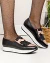Pantofi casual piele naturala negri cu rose si insertie elastica LIUBA115 4