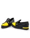 Pantofi casual piele naturala negru cu galben cu siret decorativ POL178 6