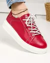 Pantofi casual piele naturala rosii cu inchidere sireturi JY3550 3