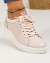 Pantofi casual piele naturala roz cu alb si talpa groasa AW2023-24 3