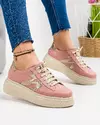 Pantofi casual piele naturala roz cu detaliu auriu ASTI207 1