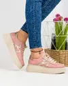 Pantofi casual piele naturala roz cu detaliu auriu ASTI207 2