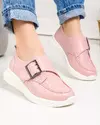 Pantofi casual piele naturala roz cu inchidere scai T-5010 3