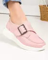 Pantofi casual piele naturala roz cu inchidere scai T-5010 1