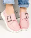 Pantofi casual piele naturala roz cu inchidere scai T-5010 4