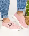 Pantofi casual piele naturala roz cu inchidere scai T-5010 2