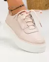 Pantofi casual piele naturala roz cu inchidere siret si talpa alba AW2023-29 3