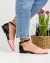 Pantofi casual piele naturala roz cu negru WIZ29 4