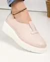 Pantofi casual piele naturala roz cu talpa alba JY3371 3