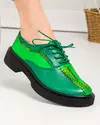 Pantofi casual piele naturala verzi cu inchidere siret si cusaturi multicolore POL209 3