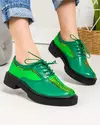 Pantofi casual piele naturala verzi cu inchidere siret si cusaturi multicolore POL209 4