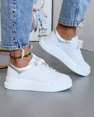 Pantofi Casual Piele Naturala Albi AW363