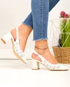 Pantofi dama piele naturala albi cu toc gros si inchidere catarama SN4001 6