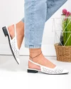 Pantofi dama piele naturala albi cu toc gros si model perforat SN4010 3