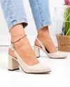 Pantofi dama piele naturala bej cu perforatii exterioare si inchidere catarama XT24061 2