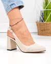 Pantofi dama piele naturala bej cu perforatii exterioare si inchidere catarama XT24061 5