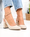 Pantofi dama piele naturala bej cu perforatii exterioare si inchidere catarama XT24061 3