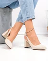 Pantofi dama piele naturala bej cu perforatii exterioare si inchidere catarama XT24061 1