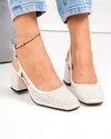Pantofi dama piele naturala bej perforati cu inchidere catarama TN6509 3